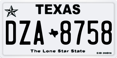 TX license plate DZA8758