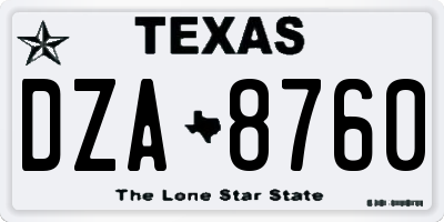 TX license plate DZA8760