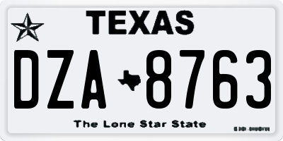 TX license plate DZA8763