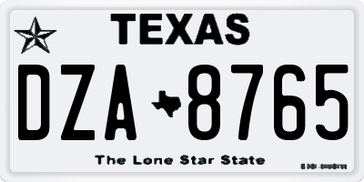 TX license plate DZA8765
