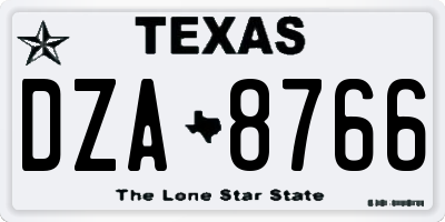 TX license plate DZA8766