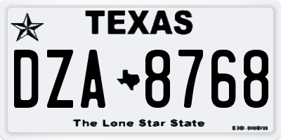 TX license plate DZA8768