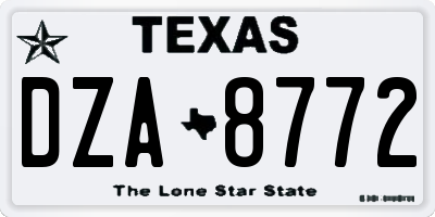 TX license plate DZA8772