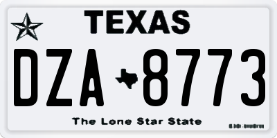 TX license plate DZA8773
