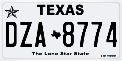 TX license plate DZA8774