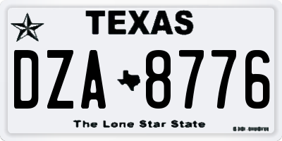TX license plate DZA8776