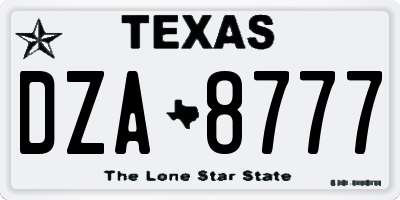 TX license plate DZA8777