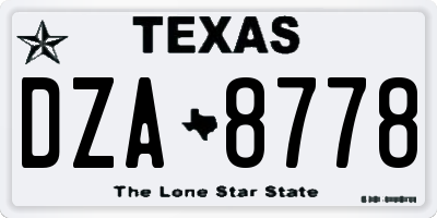 TX license plate DZA8778