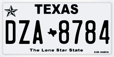TX license plate DZA8784