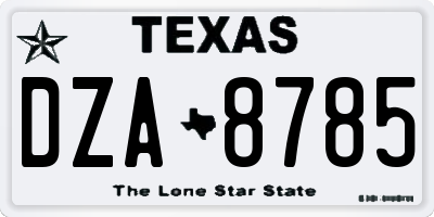 TX license plate DZA8785