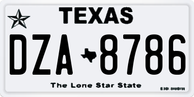 TX license plate DZA8786