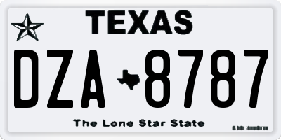 TX license plate DZA8787