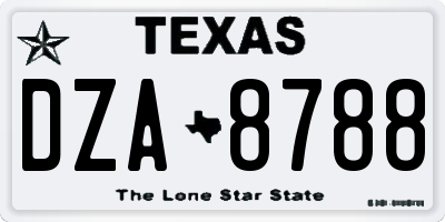TX license plate DZA8788
