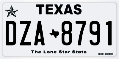 TX license plate DZA8791