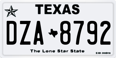 TX license plate DZA8792