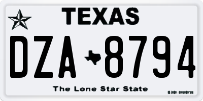 TX license plate DZA8794