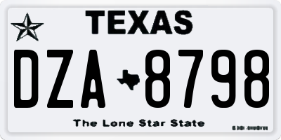 TX license plate DZA8798