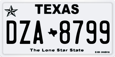 TX license plate DZA8799