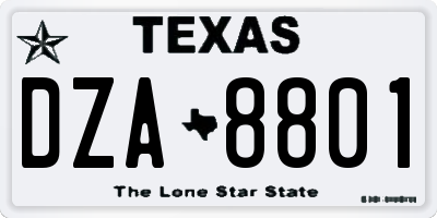 TX license plate DZA8801
