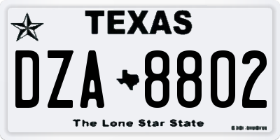 TX license plate DZA8802