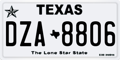 TX license plate DZA8806