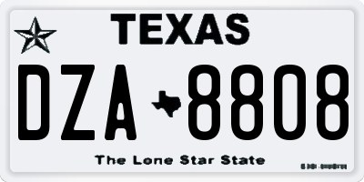 TX license plate DZA8808