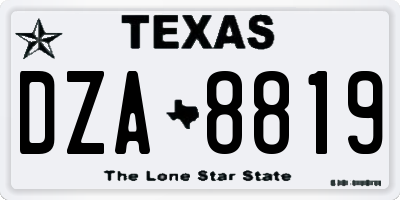 TX license plate DZA8819