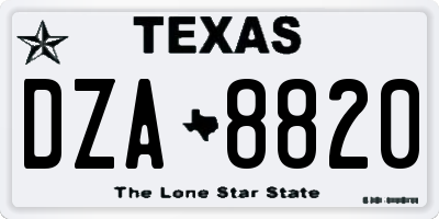 TX license plate DZA8820