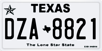TX license plate DZA8821