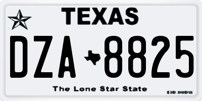 TX license plate DZA8825