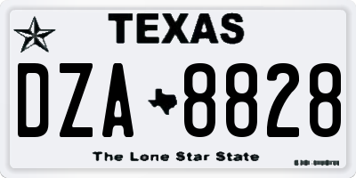TX license plate DZA8828