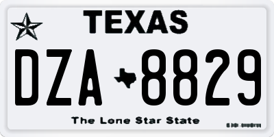TX license plate DZA8829
