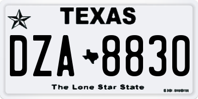TX license plate DZA8830