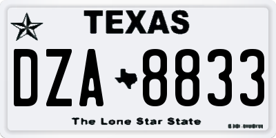 TX license plate DZA8833