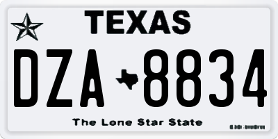 TX license plate DZA8834