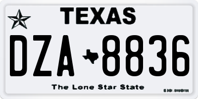 TX license plate DZA8836