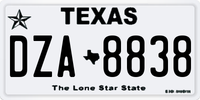 TX license plate DZA8838