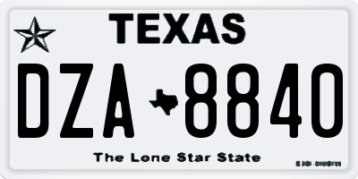 TX license plate DZA8840
