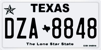 TX license plate DZA8848