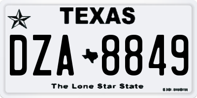 TX license plate DZA8849