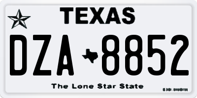 TX license plate DZA8852