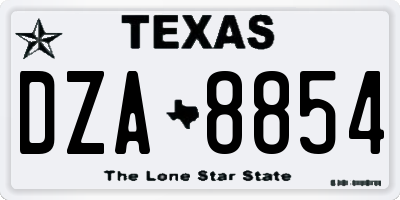 TX license plate DZA8854