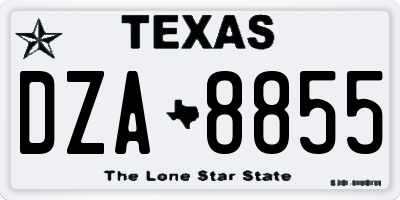 TX license plate DZA8855