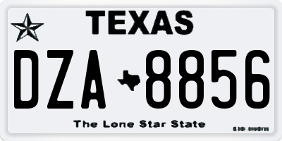 TX license plate DZA8856