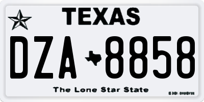 TX license plate DZA8858