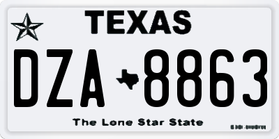 TX license plate DZA8863