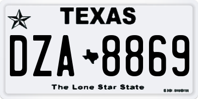 TX license plate DZA8869