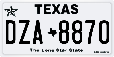 TX license plate DZA8870