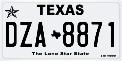 TX license plate DZA8871