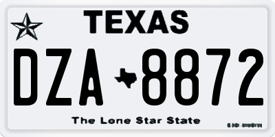 TX license plate DZA8872